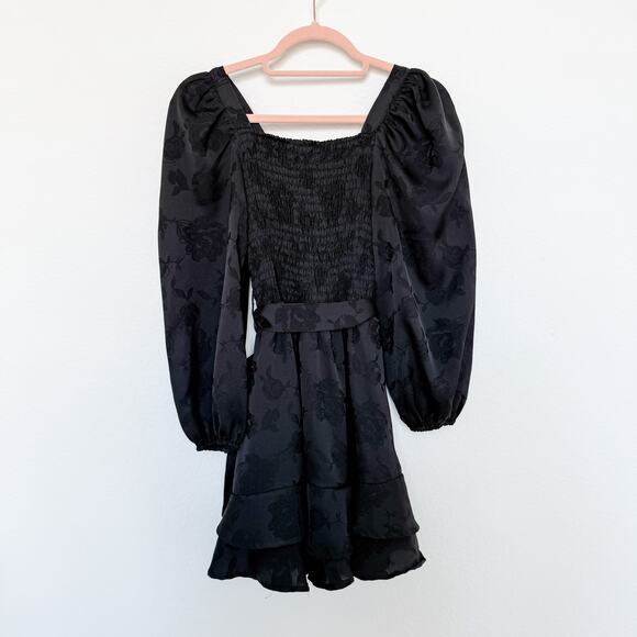 Altar’d State Dress Puff Sleeve Ruffle Hem Black Size XS Coquette Soft Grunge - Picture 6 of 8